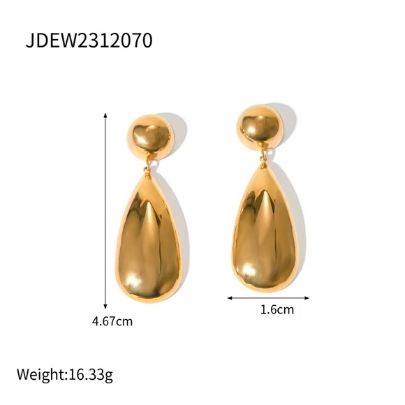 18K Gold Plated - Drop Earrings - Picture 6 of 7